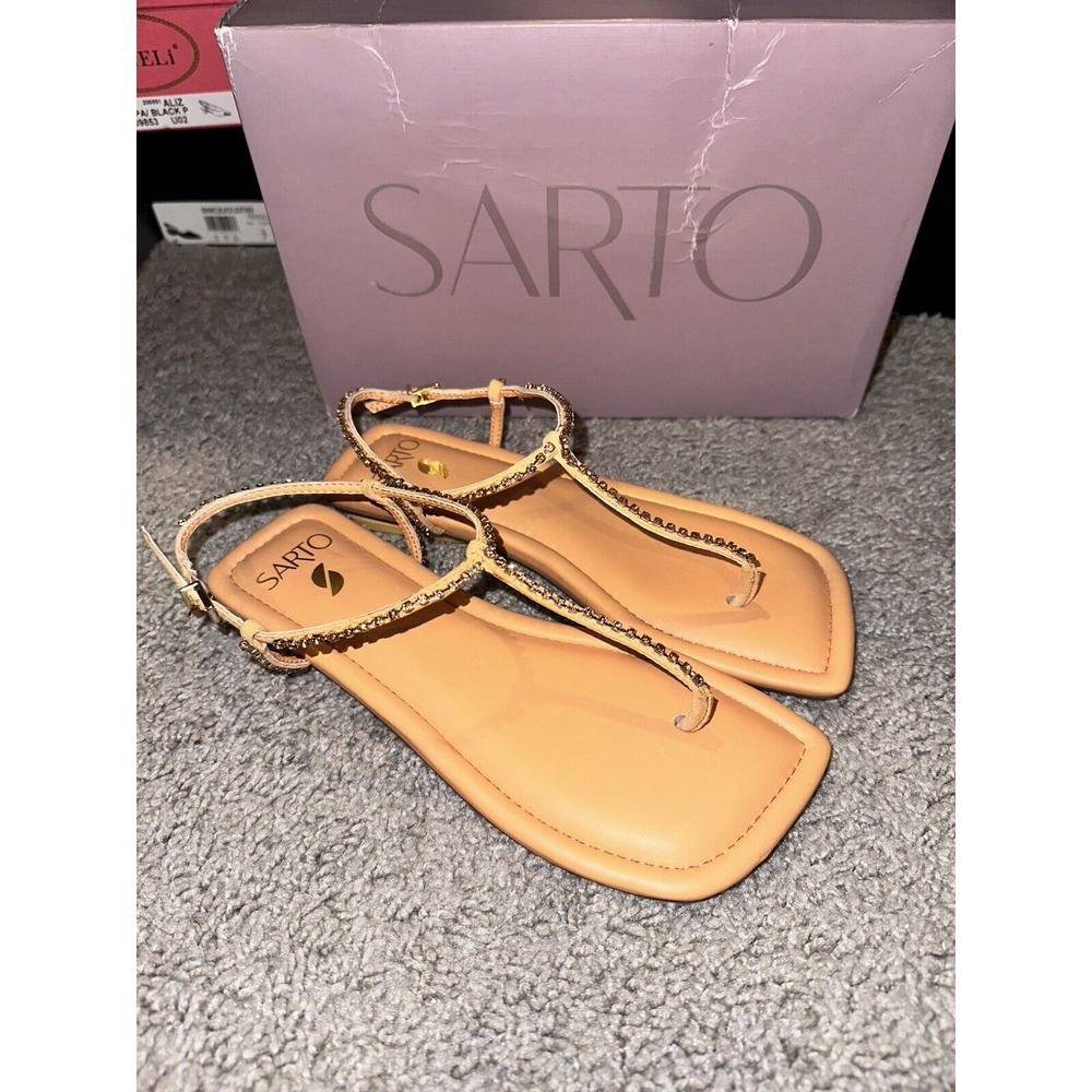 Franco Sarto Women's Nolita Rhinestone STRAPPY Sandals Melon Size 6 M New!